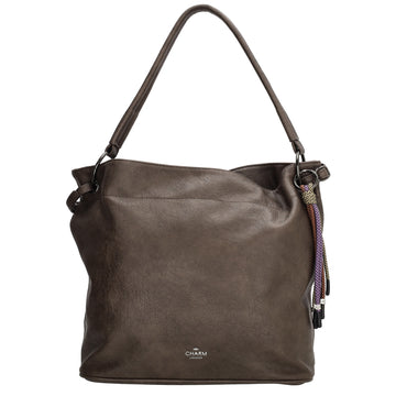 Beuteltasche 30x35cm Dunkelbraun mit Reißverschluss in Lederoptik - leder-accessoires.com
