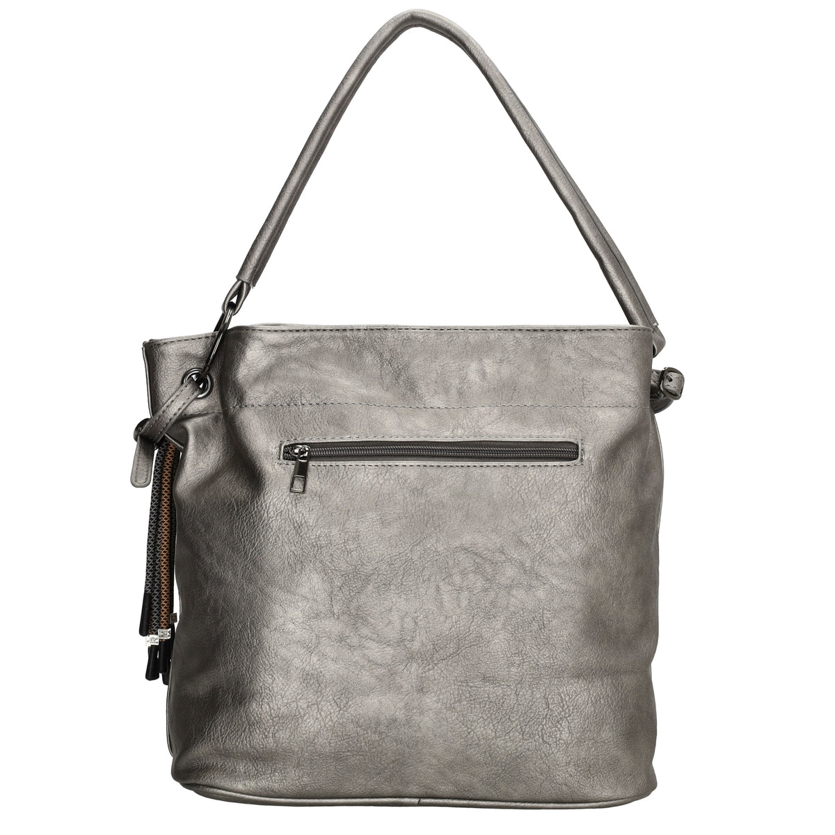 Beuteltasche 30x35cm Gun Metallic mit Reißverschluss in Lederoptik - leder-accessoires.com