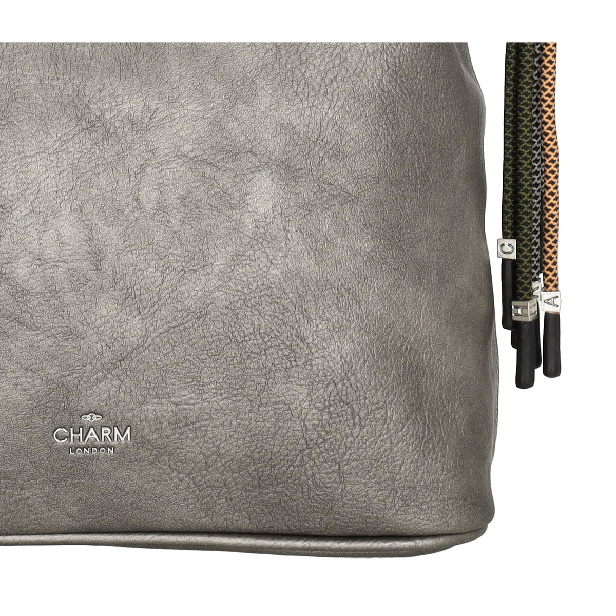 Beuteltasche 30x35cm Gun Metallic mit Reißverschluss in Lederoptik - leder-accessoires.com