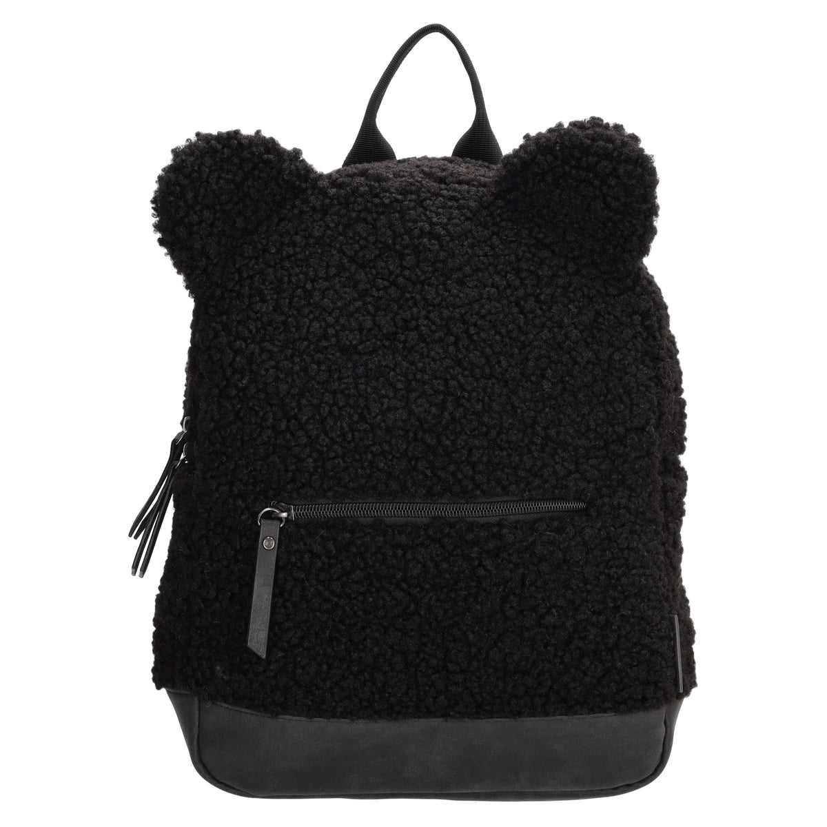 Teddyrucksack 24,5x31cm in Schwarz mit Reißverschluss - leder-accessoires.com