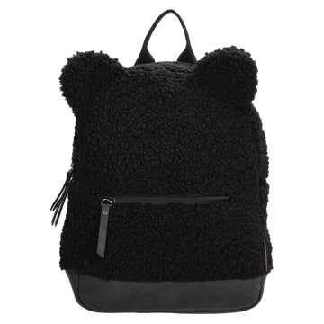 Teddyrucksack 24,5x31cm in Schwarz mit Reißverschluss - leder-accessoires.com
