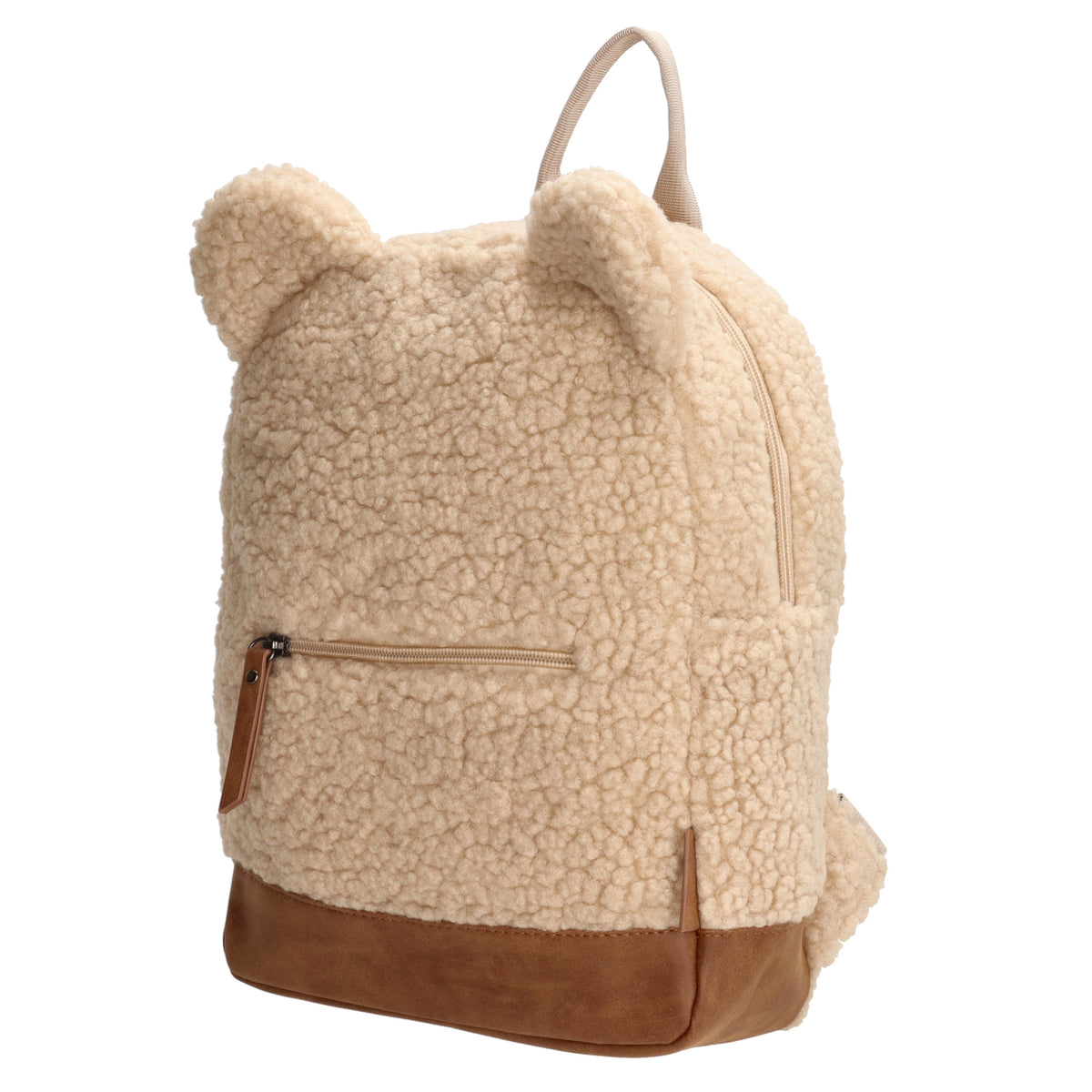 Teddyrucksack 24,5x31cm in Beige mit Reißverschluss - leder-accessoires.com