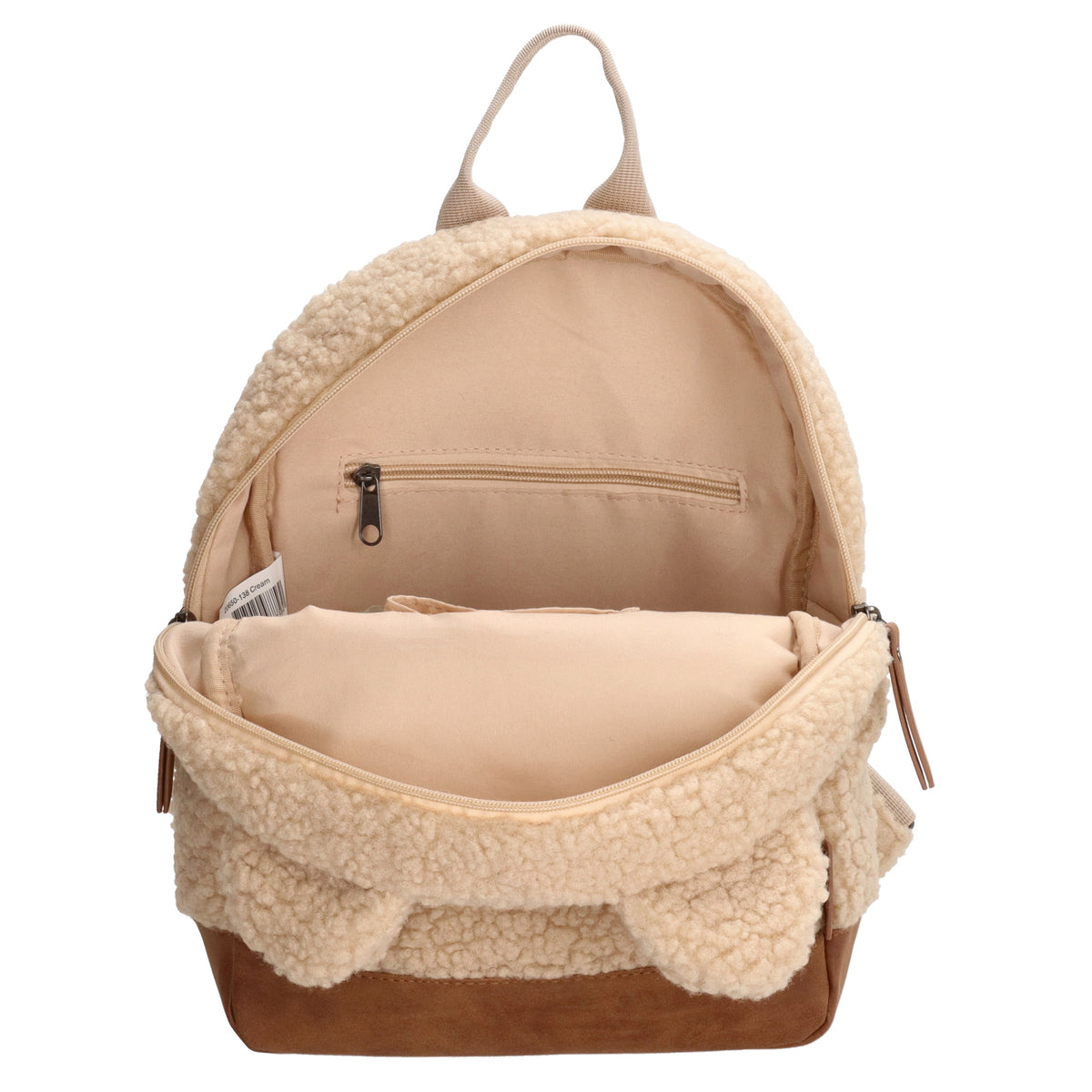 Teddyrucksack 24,5x31cm in Beige mit Reißverschluss - leder-accessoires.com