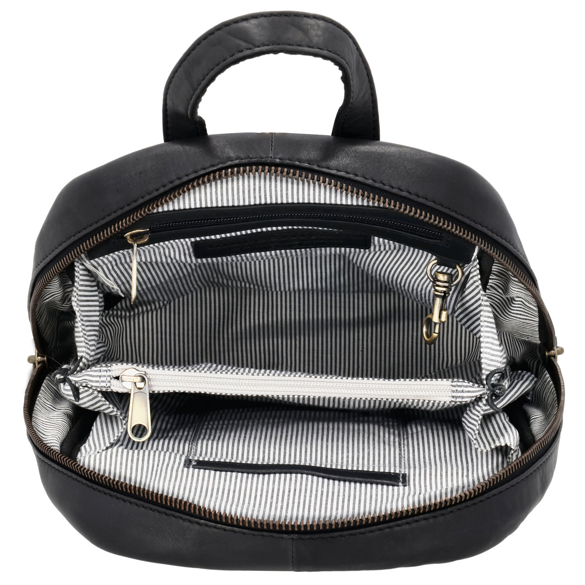 Rucksack 23,5 x 28,5cm in Schwarz mit Reißverschluss und Vortasche - leder-accessoires.com