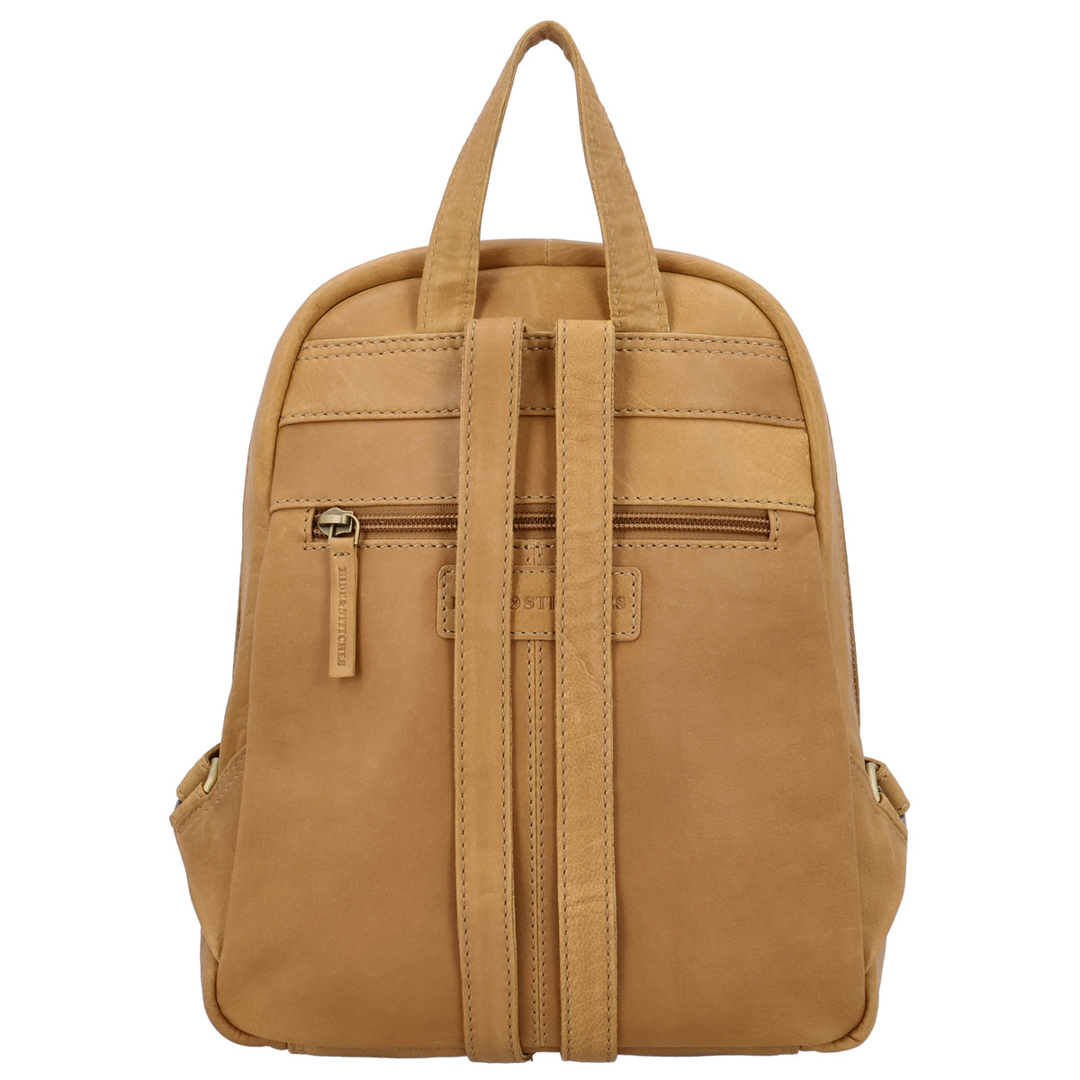 Rucksack 23,5 x 28,5cm in Sand mit Reißverschluss und Vortasche - leder-accessoires.com
