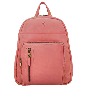 Rucksack 23,5 x 28,5cm in Rosa mit Reißverschluss und Vortasche - leder-accessoires.com