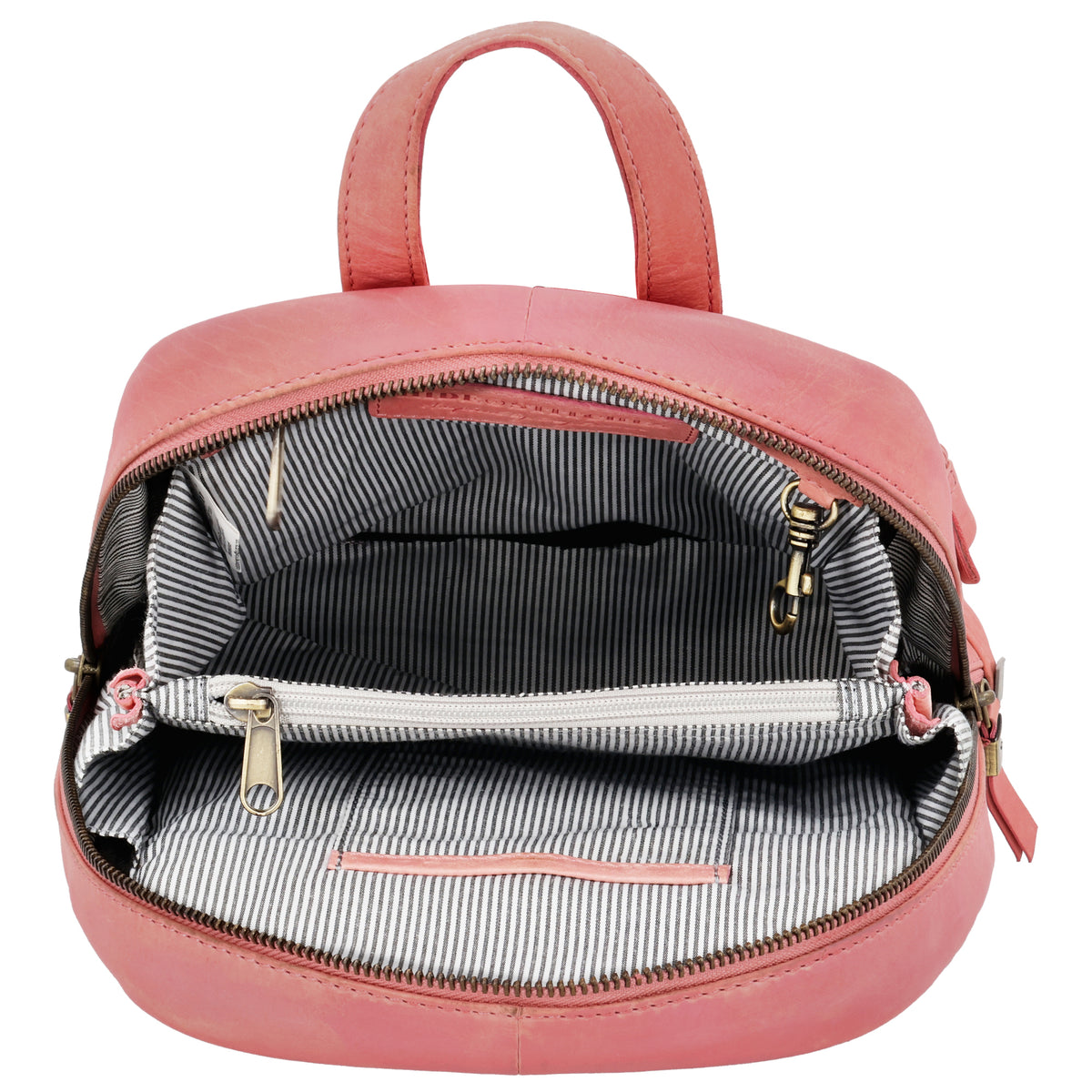 Rucksack 23,5 x 28,5cm in Rosa mit Reißverschluss und Vortasche - leder-accessoires.com