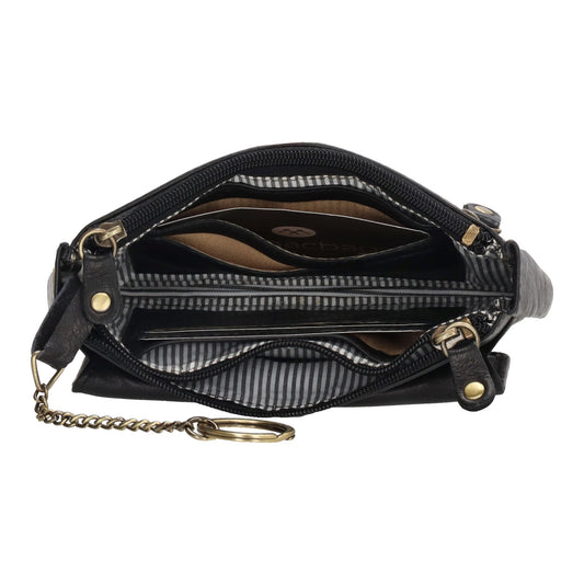 Schlüsseletui 15x9,5cm in Schwarz aus Leder mit Spiegel - leder-accessoires.com