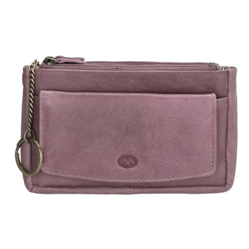 Schlüsseletui 15x9,5cm in Flieder aus Leder mit Spiegel - leder-accessoires.com