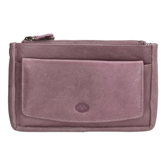 Schlüsseletui 15x9,5cm in Flieder aus Leder mit Spiegel - leder-accessoires.com