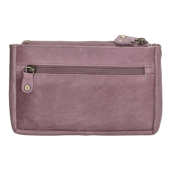 Schlüsseletui 15x9,5cm in Flieder aus Leder mit Spiegel - leder-accessoires.com