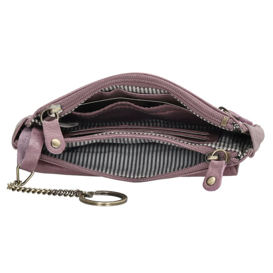 Schlüsseletui 15x9,5cm in Flieder aus Leder mit Spiegel - leder-accessoires.com