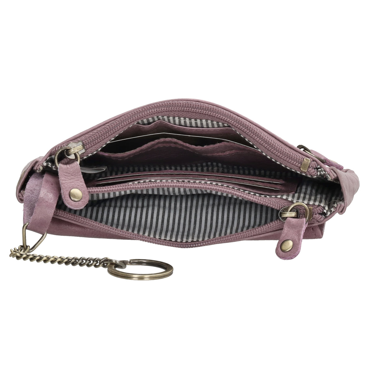Schlüsseletui 15x9,5cm in Flieder aus Leder mit Spiegel - leder-accessoires.com