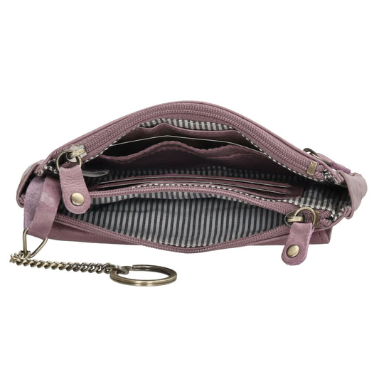 Schlüsseletui 15x9,5cm in Flieder aus Leder mit Spiegel - leder-accessoires.com