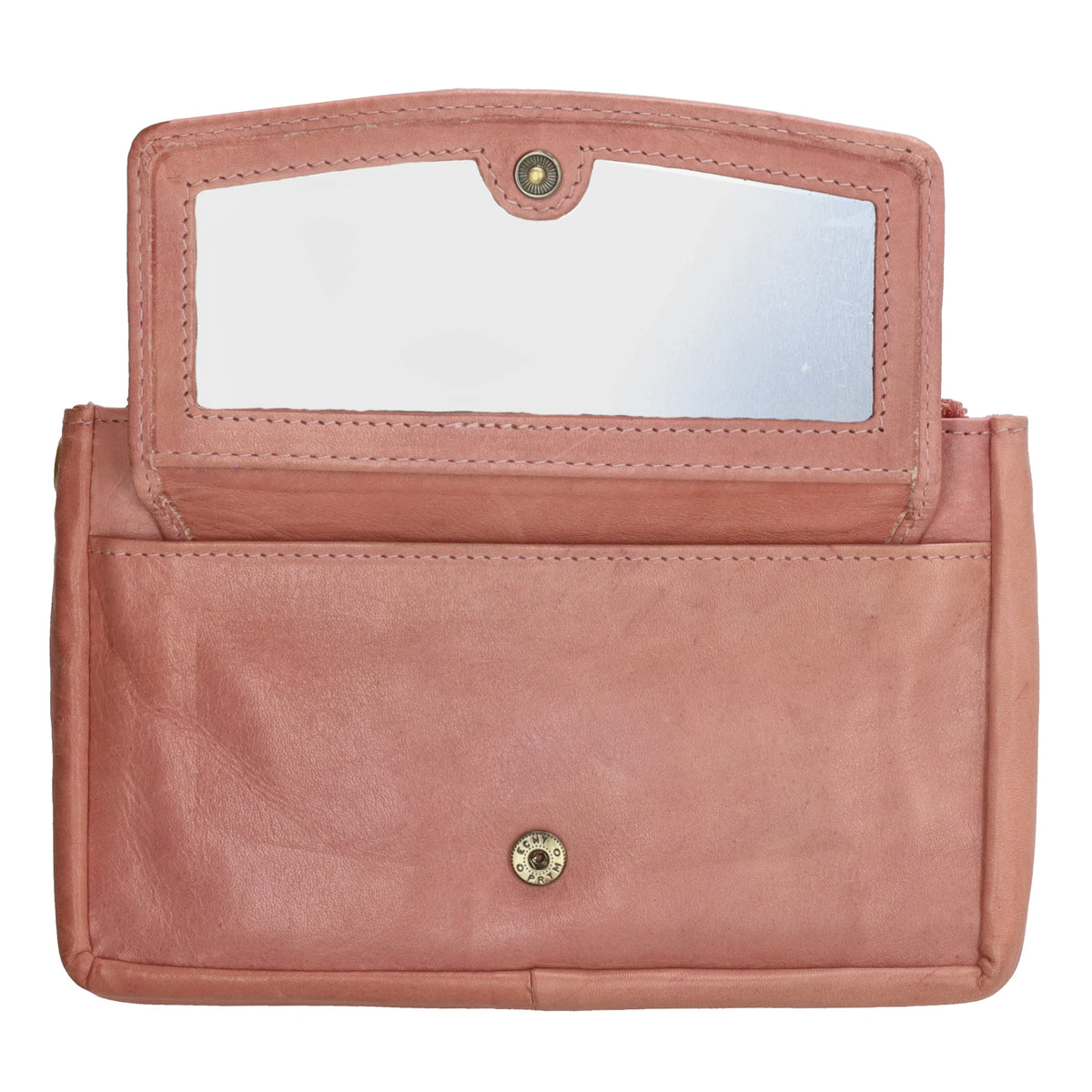 Schlüsseletui 15x9,5cm in Hellrosa aus Leder mit Spiegel - leder-accessoires.com