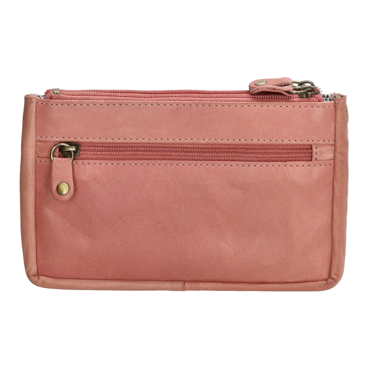Schlüsseletui 15x9,5cm in Hellrosa aus Leder mit Spiegel - leder-accessoires.com