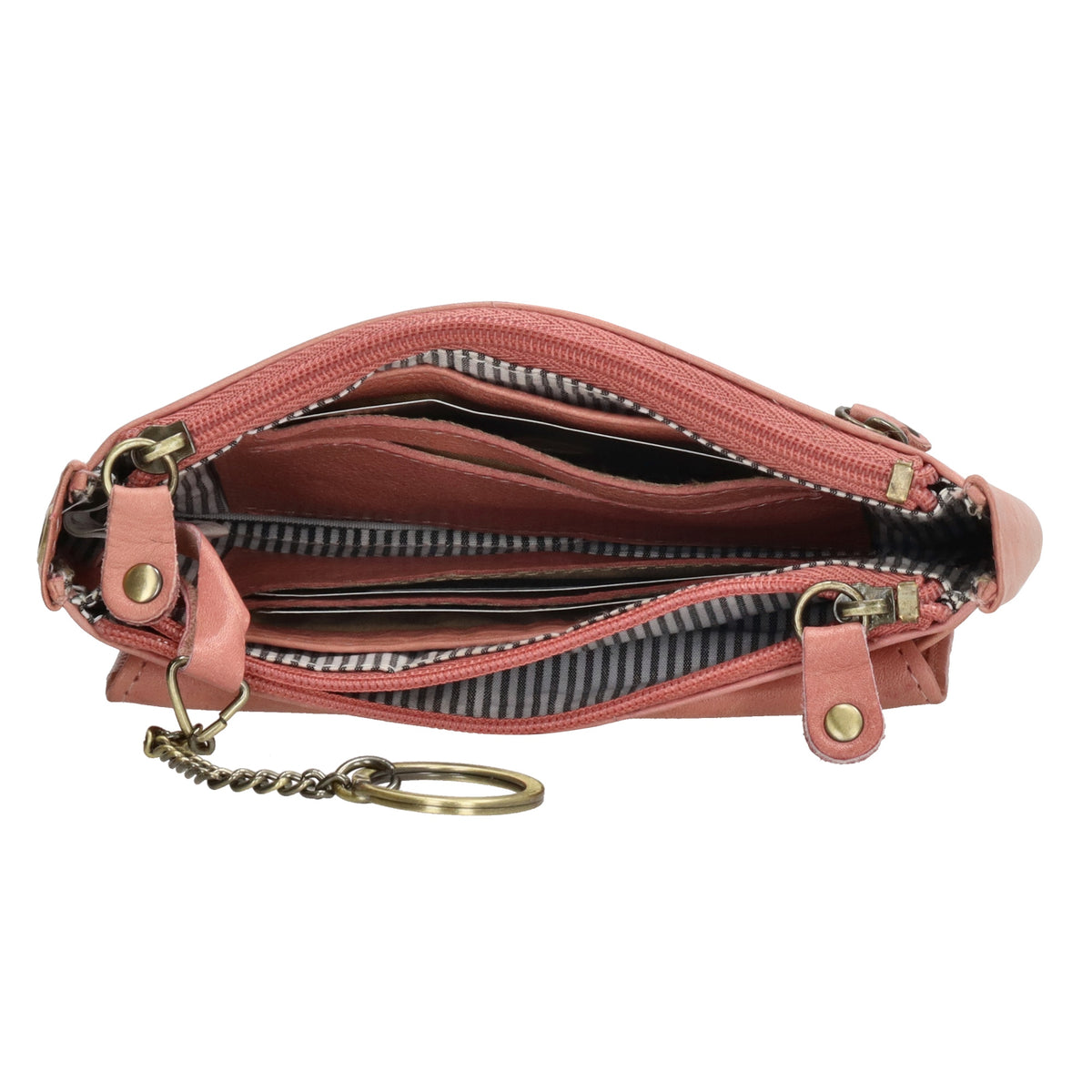 Schlüsseletui 15x9,5cm in Hellrosa aus Leder mit Spiegel - leder-accessoires.com