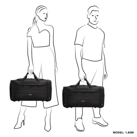 Reisetasche 65 x 34cm in Schwarz mit Seitentaschen - leder-accessoires.com