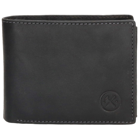 Geldbörse Querformat 8,5x10cm in Schwarz mit Riegel innen aus Leder - leder-accessoires.com