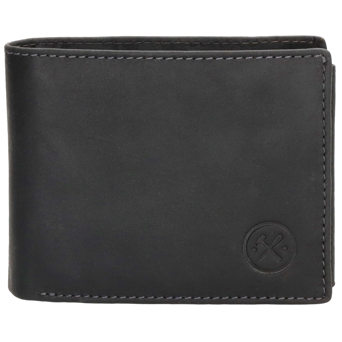 Geldbörse Querformat 8,5x10cm in Schwarz mit Riegel innen aus Leder - leder-accessoires.com