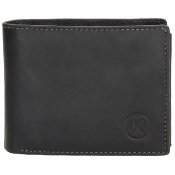 Geldbörse Querformat 8,5x10cm in Schwarz mit Riegel innen aus Leder - leder-accessoires.com
