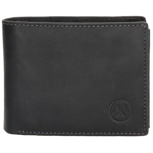 Geldbörse Querformat 8,5x10cm in Schwarz mit Riegel innen aus Leder - leder-accessoires.com