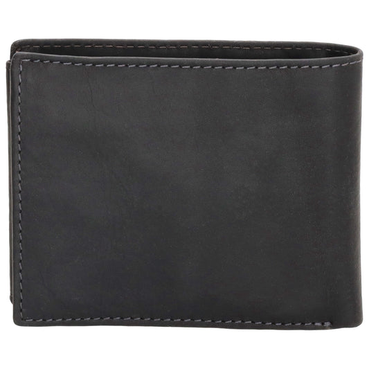 Geldbörse Querformat 8,5x10cm in Schwarz mit Riegel innen aus Leder - leder-accessoires.com