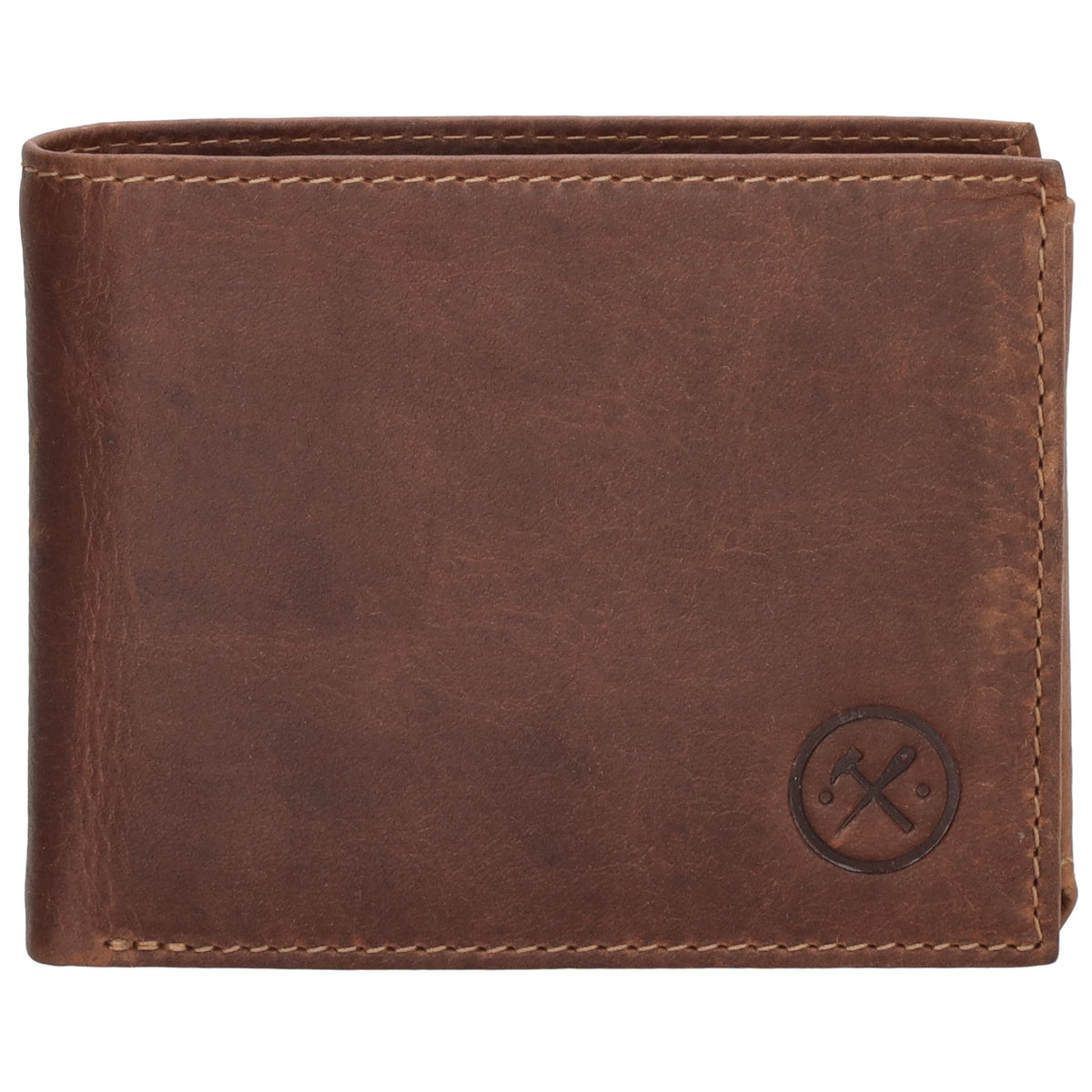 Geldbörse Querformat 8,5x10cm in Cognac mit Riegel innen aus Leder - leder-accessoires.com