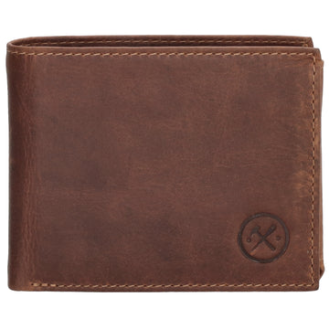 Geldbörse Querformat 8,5x10cm in Cognac mit Riegel innen aus Leder - leder-accessoires.com