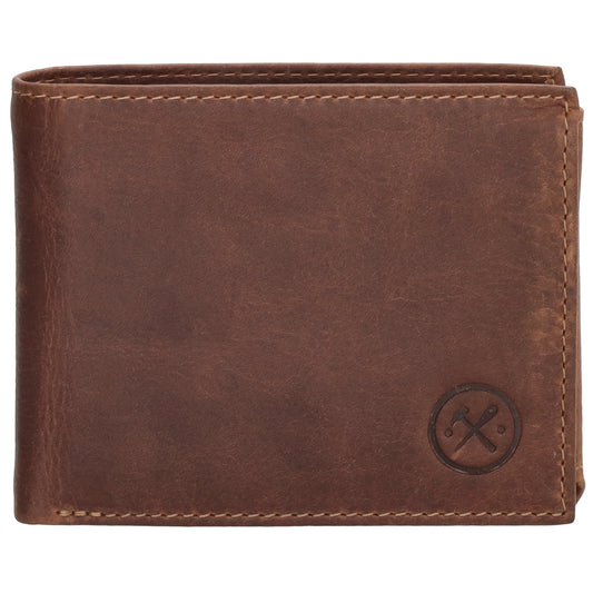Geldbörse Querformat 8,5x10cm in Cognac mit Riegel innen aus Leder - leder-accessoires.com