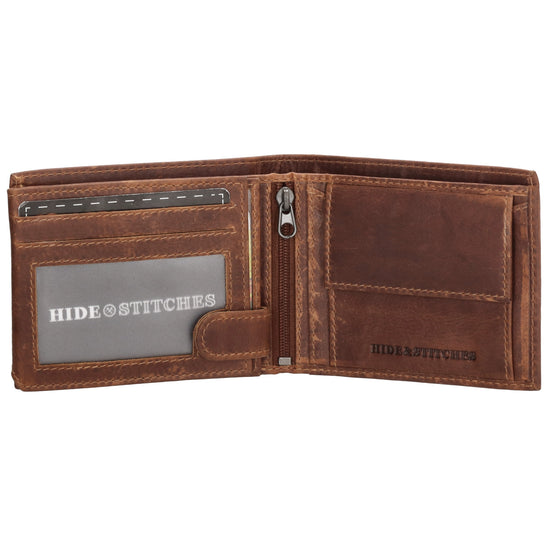 Geldbörse Querformat 10 x 8,5cm in Cognac aus Leder - leder-accessoires.com
