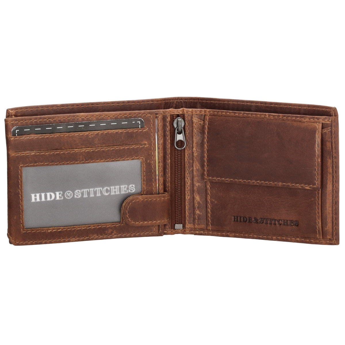 Geldbörse Querformat 10 x 8,5cm in Cognac aus Leder - leder-accessoires.com
