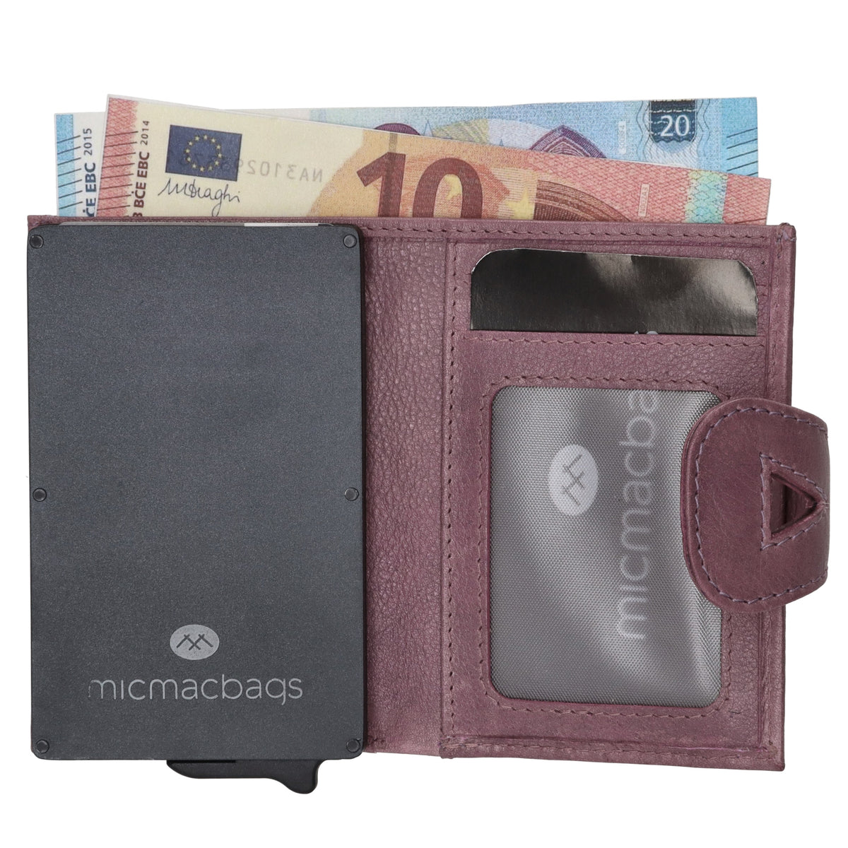 Kartenetui| Safty Wallet 10x7cm in Flieder mit RFID-Schutz - leder-accessoires.com