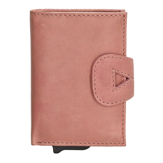 Kartenetui| Safty Wallet 10x7cm in Altrosa mit RFID-Schutz - leder-accessoires.com