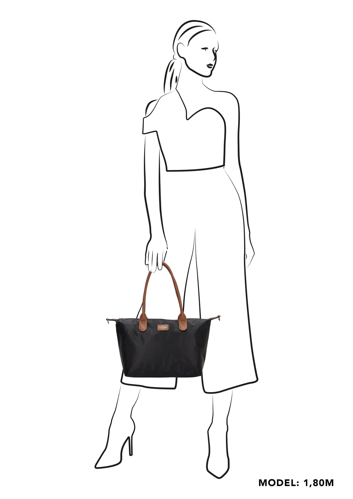 Schultertasche 42x25cm in Pink|Rosa aus Nylon - leder-accessoires.com