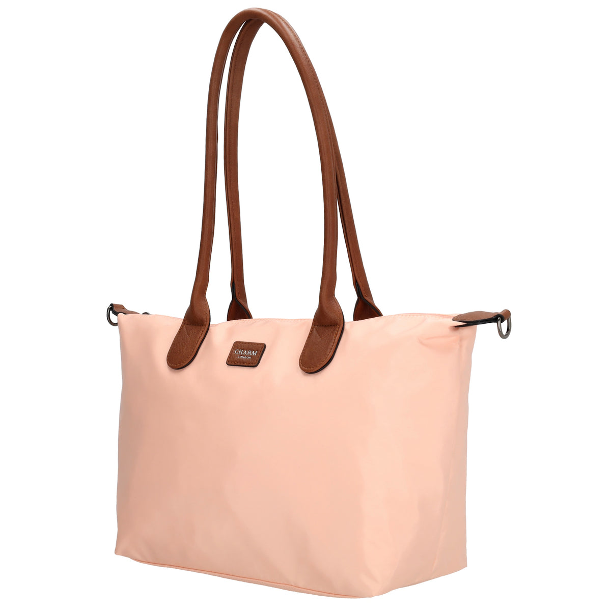 Schultertasche 42x25cm in Hellrosa|Nude aus Nylon - leder-accessoires.com