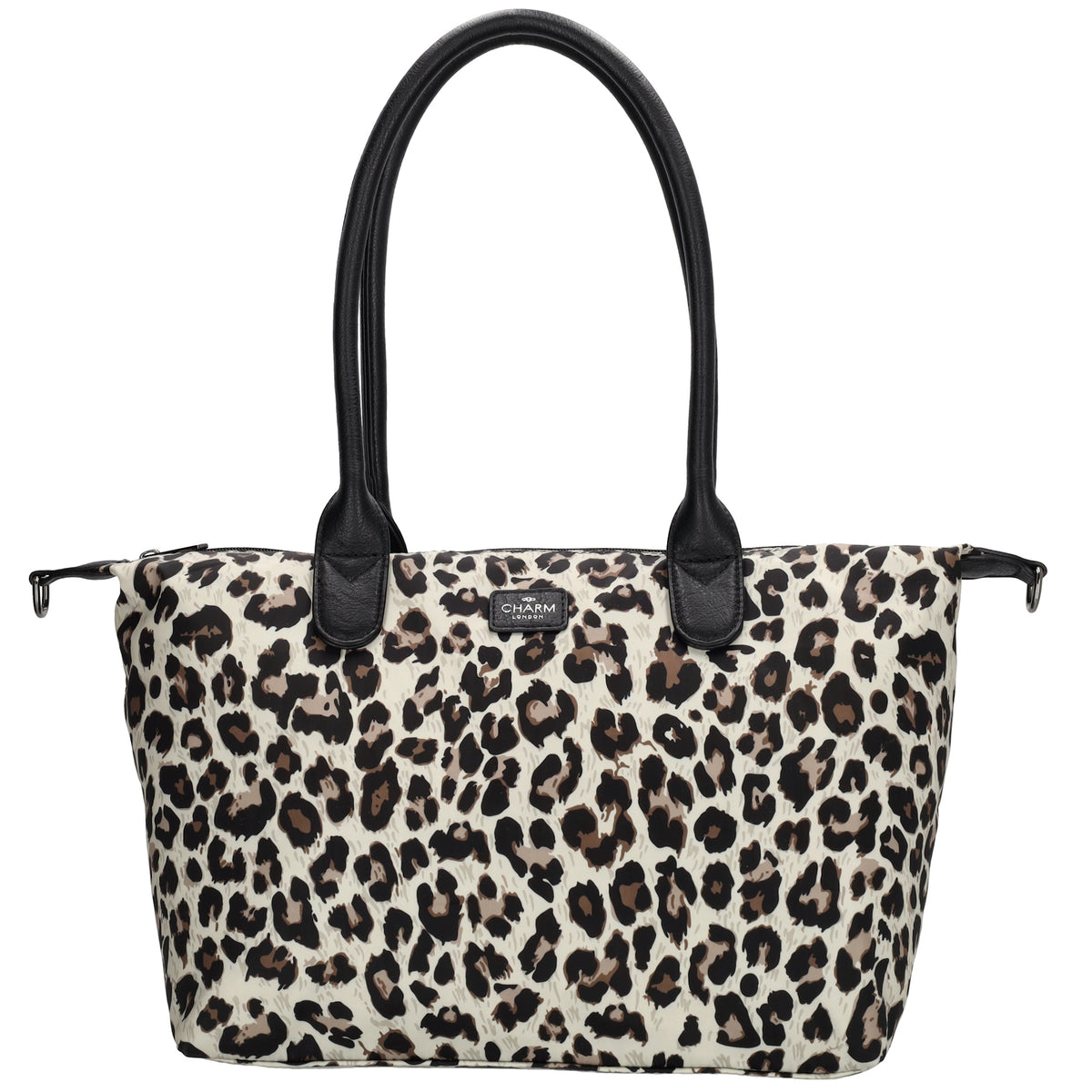 Schultertasche 42x25cm in Leo|Beige aus Nylon - leder-accessoires.com