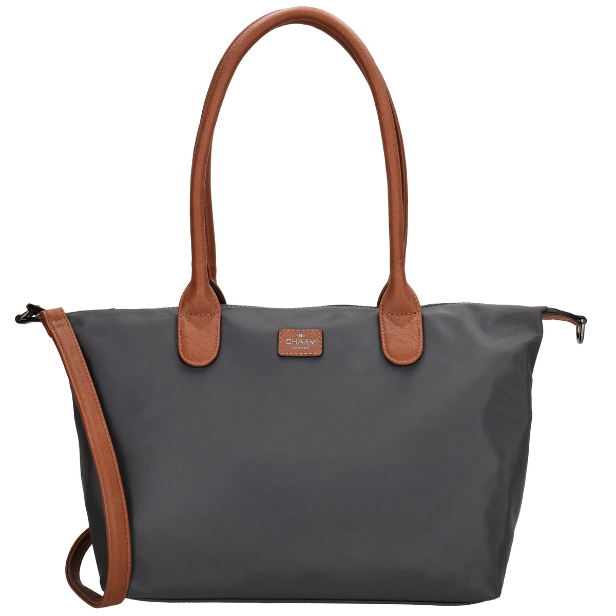 Schultertasche 42x25cm in Dunkelgrau aus Nylon - leder-accessoires.com