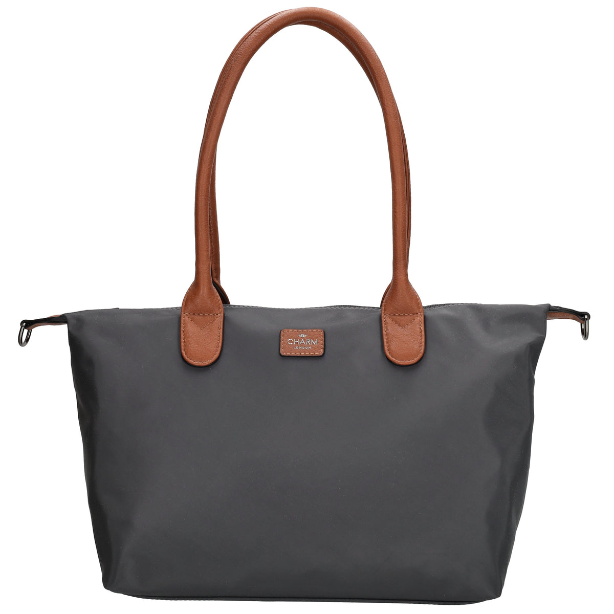 Schultertasche 42x25cm in Dunkelgrau aus Nylon - leder-accessoires.com