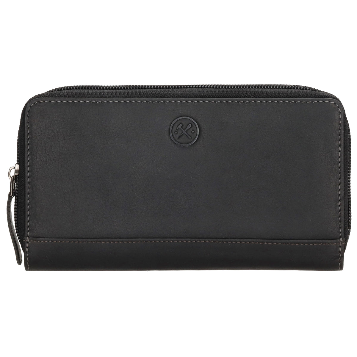 Lederbörse 19x10cm in Schwarz mit Reißverschluss und RFID-Schutz - leder-accessoires.com
