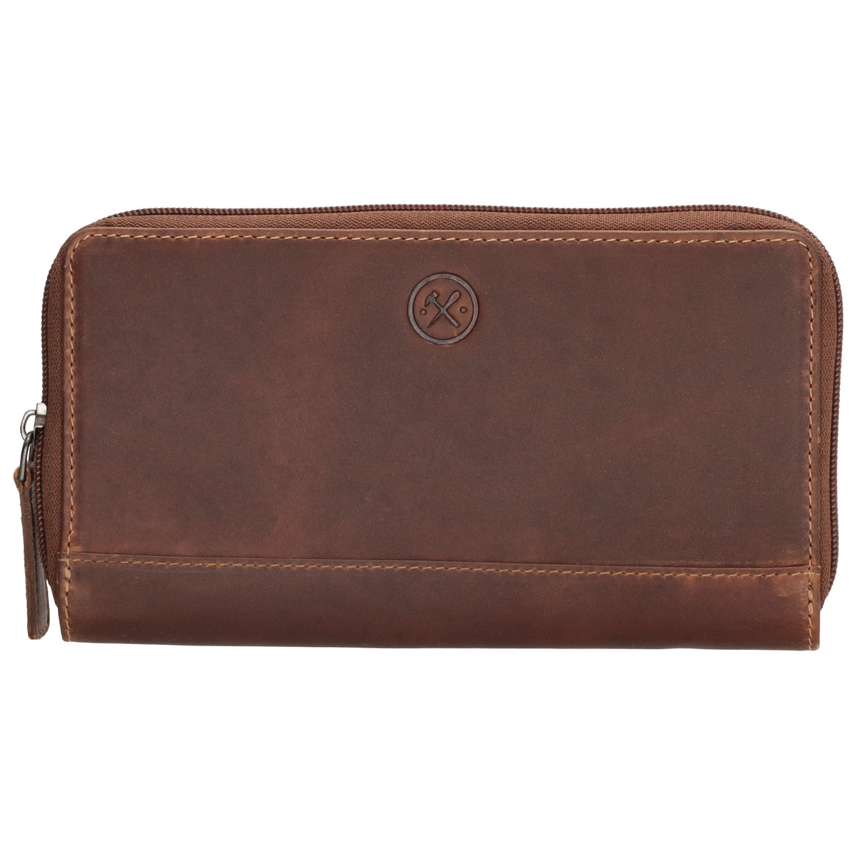 Lederbörse 19x10cm in Cognac mit Reißverschluss und RFID-Schutz - leder-accessoires.com