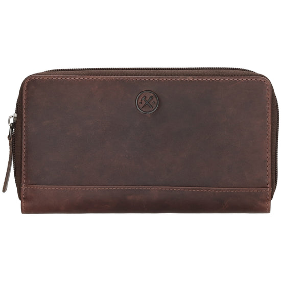Lederbörse 19x10cm in Braun mit Reißverschluss und RFID-Schutz - leder-accessoires.com
