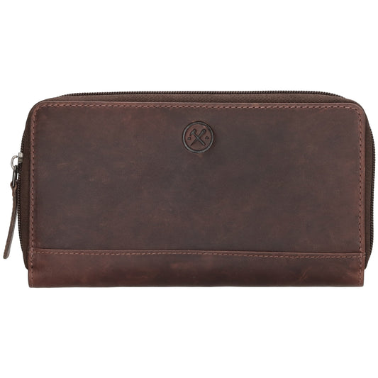 Lederbörse 19x10cm in Braun mit Reißverschluss und RFID-Schutz - leder-accessoires.com