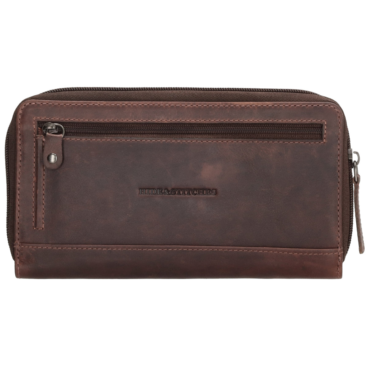 Lederbörse 19x10cm in Braun mit Reißverschluss und RFID-Schutz - leder-accessoires.com