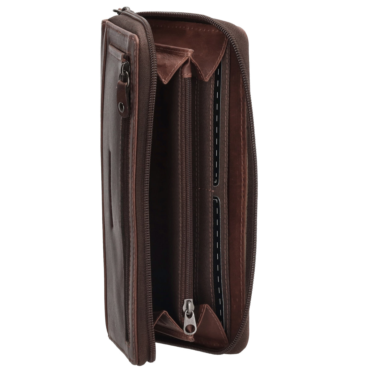 Lederbörse 19x10cm in Braun mit Reißverschluss und RFID-Schutz - leder-accessoires.com