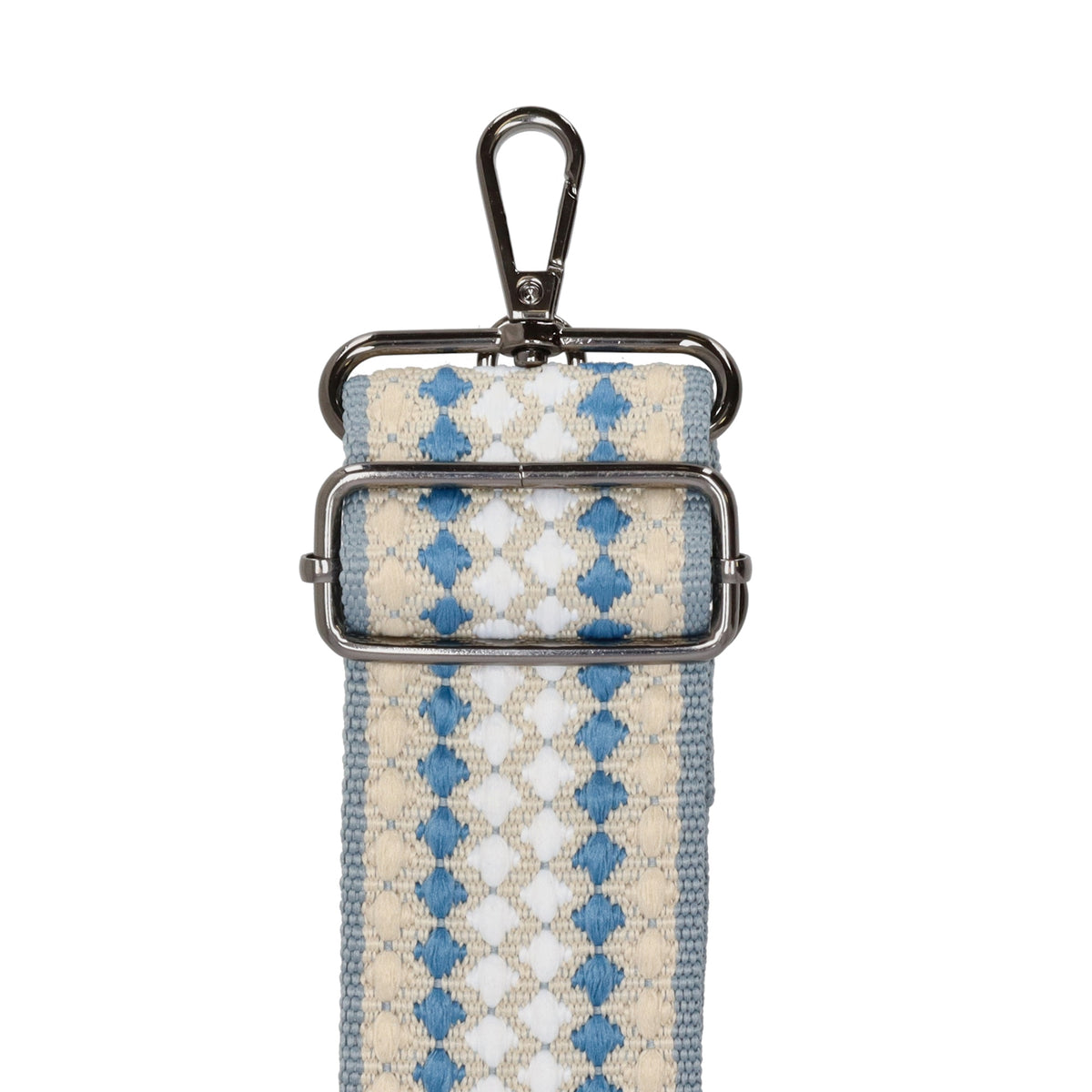 Taschenriemen|Wechselriemen 140cm in Blau|Beige|Weiß im Rautenmuster - leder-accessoires.com