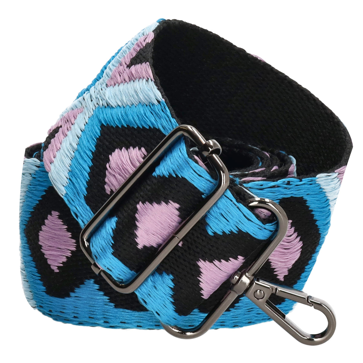 Taschenriemen|Wechselriemen 140cm in Blau|Rosé|Schwarz im Boho-Muster - leder-accessoires.com