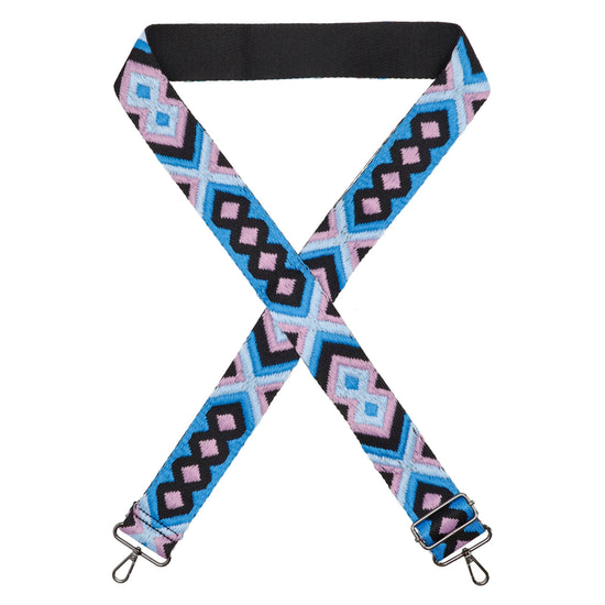 Taschenriemen|Wechselriemen 140cm in Blau|Rosé|Schwarz im Boho-Muster - leder-accessoires.com