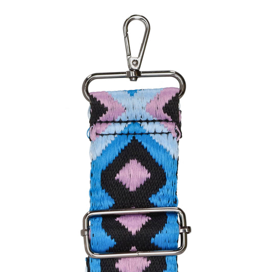 Taschenriemen|Wechselriemen 140cm in Blau|Rosé|Schwarz im Boho-Muster - leder-accessoires.com