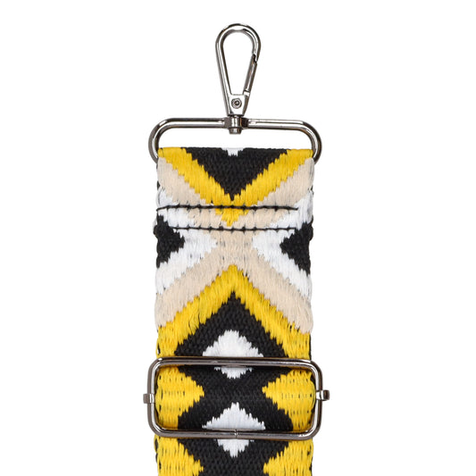 Taschenriemen|Wechselriemen 140cm in Gelb|Weiß|Schwarz im Boho-Muster - leder-accessoires.com